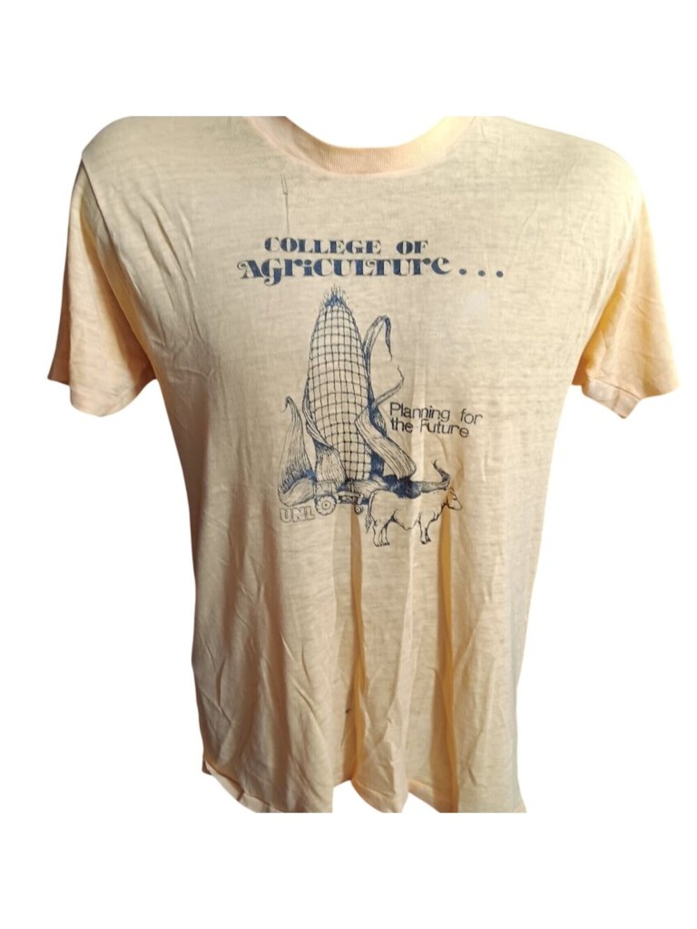 Vintage T-shirt Single Stitch Large 1970's Mesh University Nebraska Agriculture
